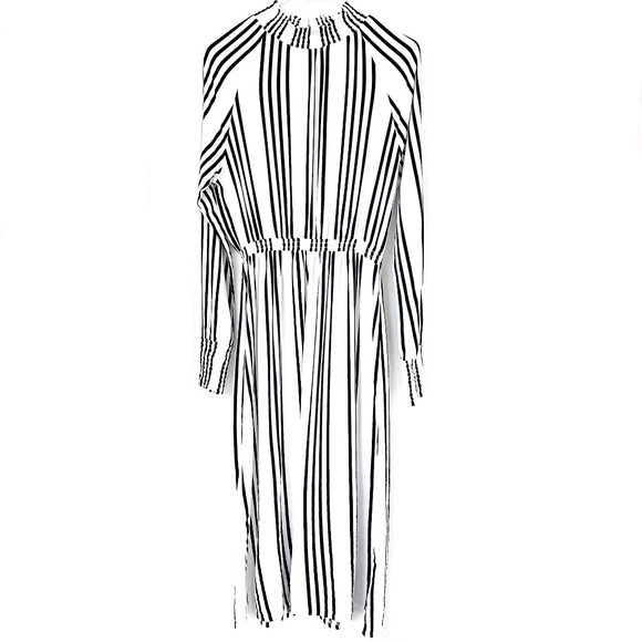 ASOS stripe midi dress w/high neck & elastic waist - Picture 4 of 10